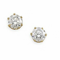 14K Yellow 1 CTW Diamond Round Threaded Post Earring